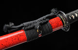 Clay Tempered Katana High Carbon Steel Japanese Katana With Red Scabbard