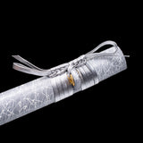 Handmade Katana,Blue Blade Japanese Samurai Katana Silvery Scabbard Full Tang