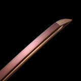 Golden Katana,Handmade High Carbon Steel Samurai Katana Bamboo Leaves Tsuba