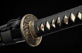 Black Katana,Hand Forged Real Hamon Japanese Katana Full Tang Clay Tempered
