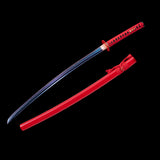 Red Color Katana,Japanese Samurai Katana Blue Heat Treated Blade Full Tang