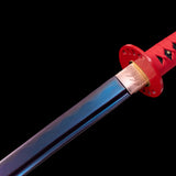 Red Color Katana,Japanese Samurai Katana Blue Heat Treated Blade Full Tang