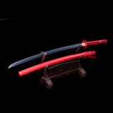 Red Color Katana,Japanese Samurai Katana Blue Heat Treated Blade Full Tang