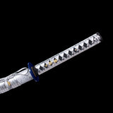 Handmade Katana,Blue Blade Japanese Samurai Katana Silvery Scabbard Full Tang