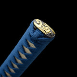 Handmade Katana Sword,Real Carbon Steel Blue Blade Samurai Sword,Full Tang Blue Wrap