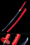 Red Color Katana,Japanese Samurai Katana Blue Heat Treated Blade Full Tang