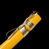 Golden Katana,Handmade High Carbon Steel Samurai Katana Bamboo Leaves Tsuba