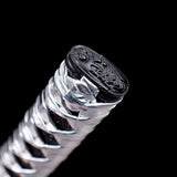 Handmade Katana,Blue Blade Japanese Samurai Katana Silvery Scabbard Full Tang