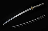 Black Katana,Hand Forged Real Hamon Japanese Katana Full Tang Clay Tempered
