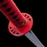 Red Color Katana,Japanese Samurai Katana Blue Heat Treated Blade Full Tang
