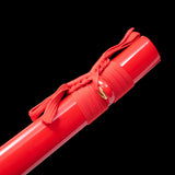 Red Color Katana,Japanese Samurai Katana Blue Heat Treated Blade Full Tang