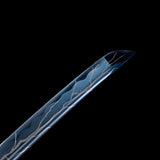 Handmade Katana,Blue Blade Japanese Samurai Katana Silvery Scabbard Full Tang