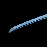 Handmade Katana Sword,Real Carbon Steel Blue Blade Samurai Sword,Full Tang Blue Wrap