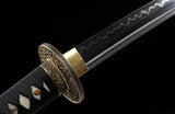 Black Katana,Hand Forged Real Hamon Japanese Katana Full Tang Clay Tempered
