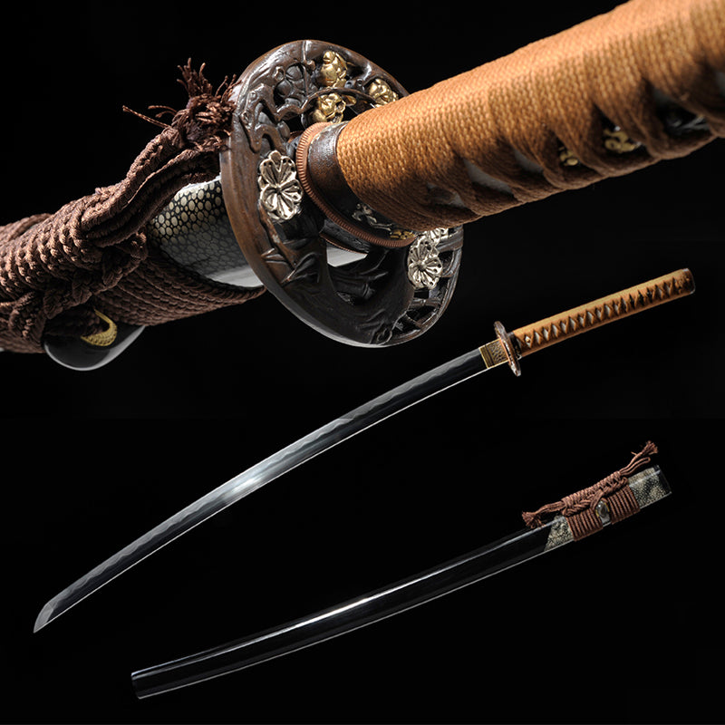 MURASAME Katana Sword 41″ T10 Steel Clay Tempered Razor Sharp Blade Dragon Theme Full Tang Handmade