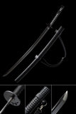 Black Katana,Handmade Japanese Katana With Leather Strap Scabbard