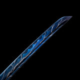 Handmade Katana,Japanese Style Samurai Sword Lightning Engraving Blade Blue