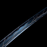 Handmade Katana,Blue Blade Japanese Samurai Katana Silvery Scabbard Full Tang