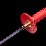 Red Color Katana,Japanese Samurai Katana Blue Heat Treated Blade Full Tang