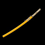 Golden Katana,Handmade High Carbon Steel Samurai Katana Bamboo Leaves Tsuba