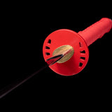 Red Color Katana,Japanese Samurai Katana Blue Heat Treated Blade Full Tang