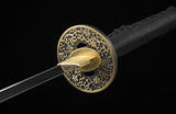 Black Katana,Hand Forged Real Hamon Japanese Katana Full Tang Clay Tempered