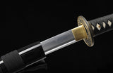 Black Katana,Hand Forged Real Hamon Japanese Katana Full Tang Clay Tempered