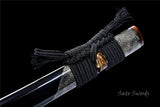 Handmade Samurai Katana Folded Steel Real Hamon Black Scabbard