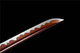 Real Katana,Classic Leather Ito Red Japanese Katana Brass Tsuba