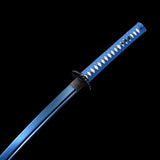Handmade Japanese Katana Sword Full Tang With Black Scabbard Blue