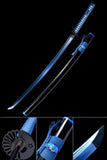 Handmade Japanese Katana Sword Full Tang With Black Scabbard Blue