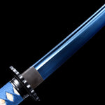 Handmade Japanese Katana Sword High Carbon Steel With Blue Blade And Scabbard