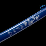 Blue Katana,Forging Samurai Katana Blue Engraving Japanese Style Hand Forged