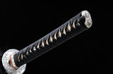 High Carbon Steel Katana Clay Tempered Silvery Wave Tsuba Samurai Katana