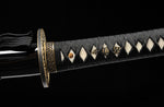 Black Katana,Hand Forged Real Hamon Japanese Katana Full Tang Clay Tempered