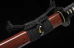 Samurai Katana,Folded Steel Hand Polishing Japanese Katana Dark Red Scabbard
