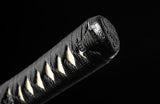 Hand Forge Samurai Wakizashi Clay Tempered With Black Scabbard Iron Tsuba