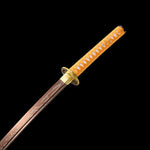 Yellow Katana,Handmade Golden Color Treated Engraving Iron Tsuba Katana