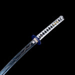Handmade Katana,Blue Blade Japanese Samurai Katana Silvery Scabbard Full Tang