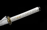 White Katana,High Carbon Steel Japanese Katana Practice White Scabbard