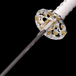 White Katana,Samurai Katana Manganese Steel Engraving White Scabbard