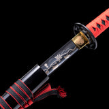 Handmade Katana,Real Japanese Samurai Katana Engraving Design Black Blade