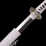 White Katana,Samurai Katana Manganese Steel Engraving White Scabbard
