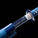 Blue Katana,Forging Samurai Katana Blue Engraving Japanese Style Hand Forged