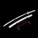 White Katana,Samurai Katana Manganese Steel Engraving White Scabbard