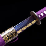 Purple Katana,Handmade Color Treated Chokuto Ninjato Ninja Straight