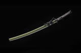 Handmade Katana Japanese High Carbon Steel With Clay Temperd Green Scabbard