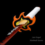 Demon Slayer Anime Swords Katana Rengoku Kyoujurou,Japanese Samurai Cosplay Replica Real Steel