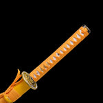 Yellow Katana,Handmade Golden Color Treated Engraving Iron Tsuba Katana