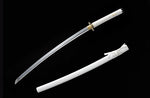 White Katana,High Carbon Steel Japanese Katana Practice White Scabbard